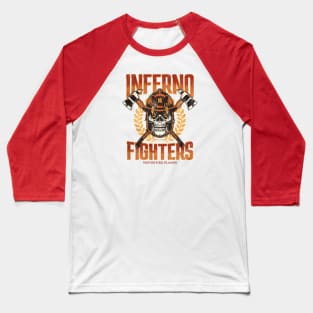 Inferno Fighters Fearless & Bold Firefighter Skull Baseball T-Shirt